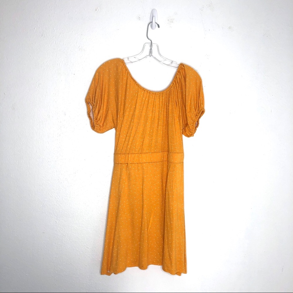 Love, fire Yellow Polka Dot Tie Fit Flare Dress M - Picture 2 of 7